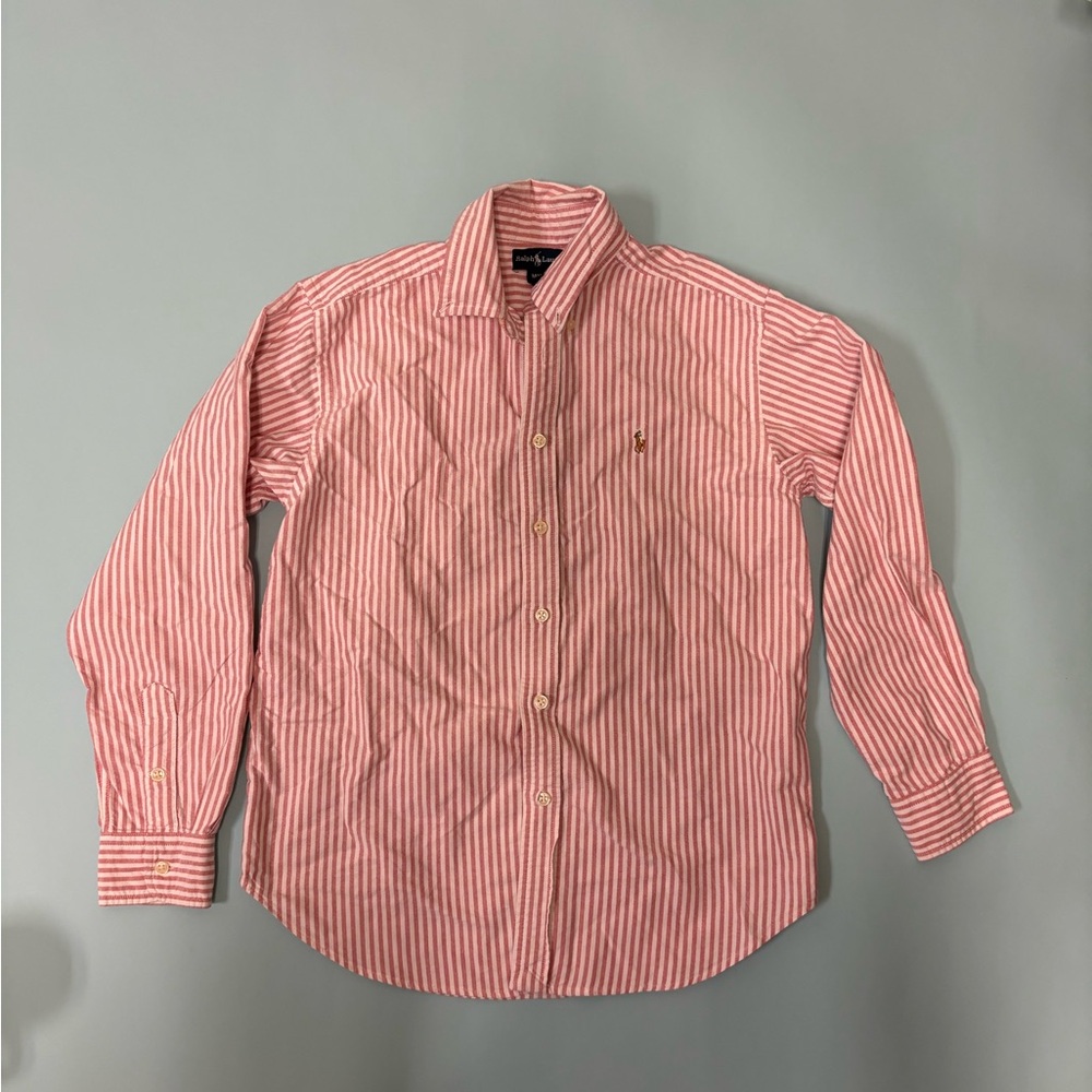 Polo by Ralph Lauren Big Kids Light Red Stripe Buttondown Shirt Easter Outfit